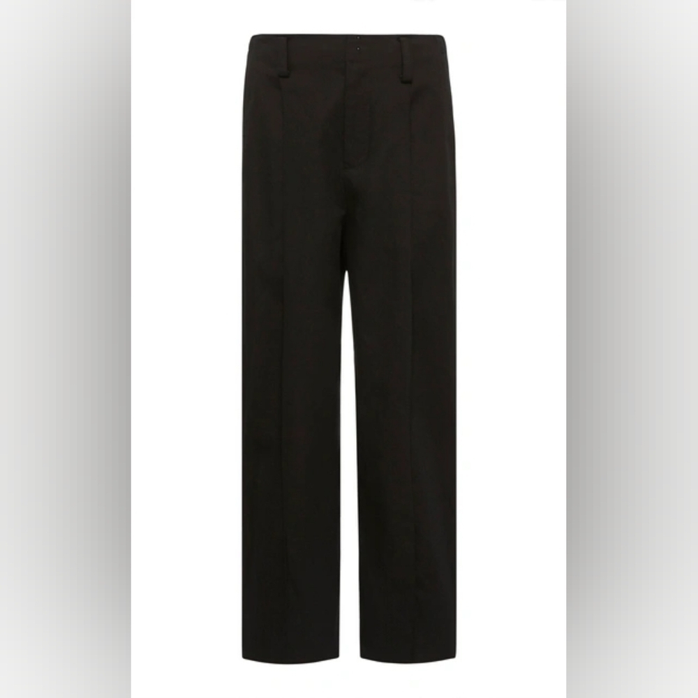 Vince Black Cotton Linen Blend Straight Wide Leg Dressy Cropped Pants Size 12